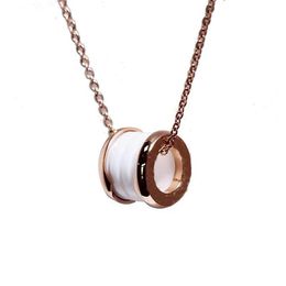 Creative fashion couple necklace men and women luxury ceramic cylindrical pendant Jewellery with exquisite packaging gift box225r