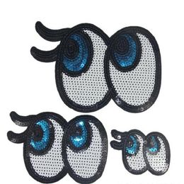 Iron On Patches DIY Embroidered Patch sticker For Clothing clothes Fabric Badges Sewing shiny glittery blue white eye etc285t