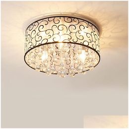 Ceiling Lights Modern Crystal Led Chandelier Luxury Decor Living Room Bedroom Lighting Clear Glass Pattern Cloth Shape White Luster Dr Dh5Of