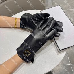 Designer Gloves Women Touch Screen For Cycling Warm Gloves High Quality Winter Sheepskin Leather Gloves Fashion Black Five Fingers Glove