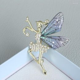 Brooches 1Pc Women Fashionable Temperament Brooch Creative Dance Girl Shape Angel Clothing Decoration Exquisite Rhinestone