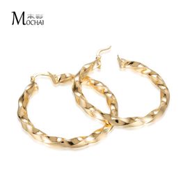 New Big Hoop Earrings For Women Gold Color ed Earrings Jewelry Party Christmas Gift 50mm ZK40297M