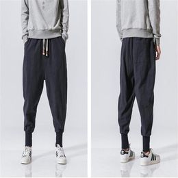 New Store Japanese Casual Cotton Linen Trouser Male Harem Pant Men Ankle Banded Jogger Pant Chinese Traditional Clothe200f