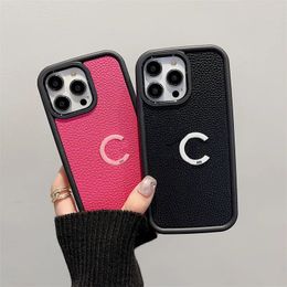Designer Phone Case for IPhone 14 Promax 13 Pro Max 12 11 15Promax Black Pink Fitted Case Fashion Leather Letter Phones Cover