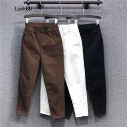 Women's Pants Coffee Harem Washed Cotton Trousers Spring Summer Ankle Korean Loose Casual Elastic High Waist Pencil