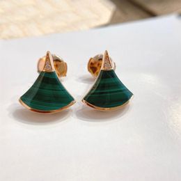 2023 Luxury quality Charm stud earring with malachite shell red agate have box stamp PS3519289c