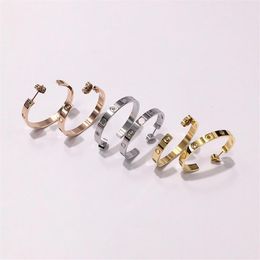 Titanium steel gold hoop earrings stud earring for woman exquisite simple fashion C diamond ring lady earrings Jewellery gift333c