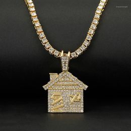 Hip Hop Bando Trap House Necklace Men Bling Bling Savage Pendant Necklace With Tennis Chain Female Out Link Chain Jewelry1248i