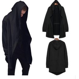 Men Spring Autumn Hooded Cardigan Sweatshirt Wizard Black Gray Cloak Outerwear Mens High Street Swag Hoodies Women Loose Long Slee216M