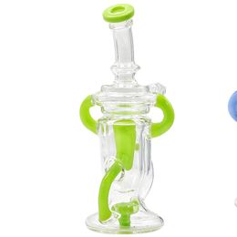 Recycler Glass Bongs Hookah Bong Bubbler Dab Rig Oil Burner Pipe Double Tubes Water Pipes