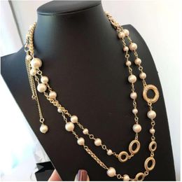 Pendant Necklaces fashion long pearl necklaces chain for women wedding lovers gift channel necklace designer jewelry289Y