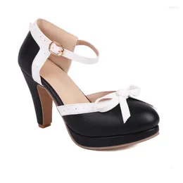 Dress Shoes Oversize Large Size Big Round Toe Thick Heel Bowknot Pumps Women Fashion Trend Simple And Elegant Mixed Colours