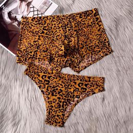 Underpants Couple Lovers Men Boxer Shorts Leopard Print Sexy Underwear Men's Cueca Male Panties Lady Boxershorts Bamboo1801