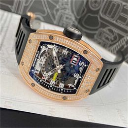 Automatic Mechanical Watch Richarmilles Sports Wristwatches Richarmiller Series Swiss Watches RM029 Rose Gold Original Diamond Mens Fashion Leisure Busin WN0P3