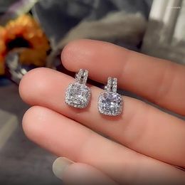 Stud Earrings Fashion Luxury Round Cubic Zirconia For Wedding Engagement Jewelry Crystal Female Earring Valentine's Day Gift