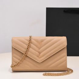 2023 Designer Shoulder Crossbody Women Bags Genuine Leather Envelope chain Shoulder Bags Fashion Luxury Handbag Black Khaki White red Designer bag with dust bags