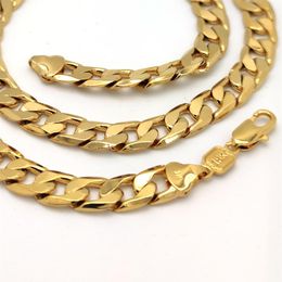 18 K Real Solid Yellow Gold Filled Fine Cuban Curb Italian Link Chain Necklace 20 Men's Women 10mm213O