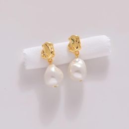 Dangle Earrings Korean Exquisite Fashion Pearl 14k Gold Plating Earring Stud Elegant S925Silver Needle Post Minimalist Metal Accessories