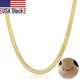 Chains Chic Flat Snake Link Choker Gold Colour Collar Stainless Steel Necklace For Women Herringbone Chain High Quality Jewellery DN2227O