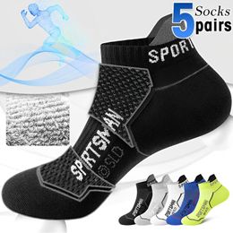 Men's Socks 5pairs High Quality Men Ankle Breathable Cotton Sports Mesh Casual Athletic Summer Thin Cut Short Sokken Size 38-45