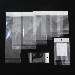 Jewellery Pouches 100 Pcs Transparent Ziplock Bag Hanging Hole OPP Plastic For Storage Retail Display Packaging Gift Wholesale