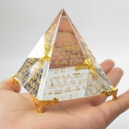Decorative Objects Figurines Unique Energy Healing Feng Shui Egypt Egyptian Crystal Clear Pyramid Chakra Ornament Home Decor Living Room Decoration 230919