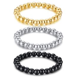 N008 fashion gifts stainless steel handmade ball beaded link chain bracelet silver gold black choose 8 26''288d