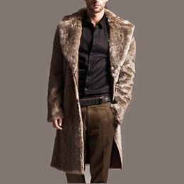 Men's Fur Faux Fur Mens Vintage Faux Fur Teddy Coat Autumn Winter Casual Fashion Long Jacket Thick Warm Outwear Oversize Male Fur Chaqueta #T1G 230919