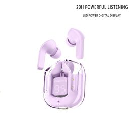 Wireless Bluetooth Earbuds ENC Noise Cancellation Earphone HiFi Stereo Sport Headphones With Digital Display Transparent Charging Case Headset