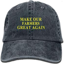 Ball Caps Make Our Farmers Great Again Cotton Denim Cap Printed Unisex Boy Girl Youth Women Men Adult Baseball Hat Black