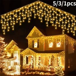 Other Event Party Supplies 531pc Christmas Garland LED Curtain Icicle String Lights Droop 0406m AC 220V Garden Street Outdoor Decorative Holiday Light 230919