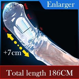 Sex Toy Massager 7cm Big Penis Sleeve Vibrator Enlargement Reusable Glans Delay Ejaculation for Men