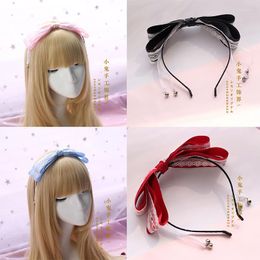 Party Supplies Large Sweet Japanese Checking Lace Hair Hoop Bowknot Ornaments Headdress Hairpin Maid Headband Multicolor Bell