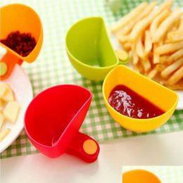 Bowls Dip Clip Plate Holder Sauce Salt Veggie Vinegar Ketchup Chips Plastic Bowl Plates Chip Drop Delivery Home Garden Kitchen Dinin Dhd4B