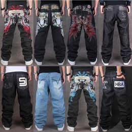 Multi-style Large Size Men's HIPHOP Embroidery Straight Loose Casual Skateboard Pants Plus Leisure Jeans Streetwear Long Trou278d