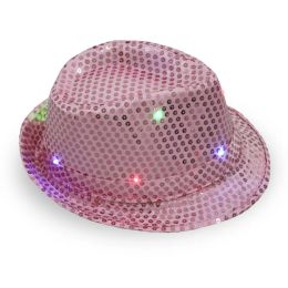 All-match Jazz Hats Flashing Light Up Fedora Caps Sequin Cap Fancy Dress Dance Party Hats Unisex Hip-Hop Lamp Luminous Cap