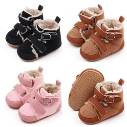 First Walkers Toddler born Baby Unisex Shoes Girls Boys Winter Warm Boots Plush Pom Snow Rubber Sole Walking for Infant 0 18M 230918