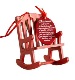 Christmas Wooden Craft Small Rocker Chair Christmas Commemorative Decoration in Heaven A Chair+Hanging Tag Set