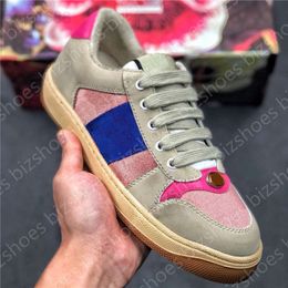 Italy Dirty Leather Shoe Green Red Stripe Luxurys Designers Canvas Ace Casual Shoes Classic Butter Distressed Screeneruggslies