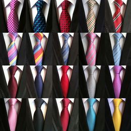 Neck Ties 63Color Men s 100 Silk 8cm Jacquard Stripes Solid Dot Classic Necktie For Men Formal Business Wedding Party Gift 230919