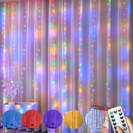 Other Event Party Supplies Curtain Garland Led String Lights Festival Christmas Decoration 6 Modes Usb Remote Control Holiday Fairy For Bedroom Home 230919