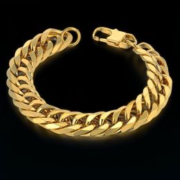 Bangle Cuban Link Bracelet For Men Jewellery Punk Gold Colour Heavy Big Chain Link Men Stainless Steel Bracelet Pulseras 230919