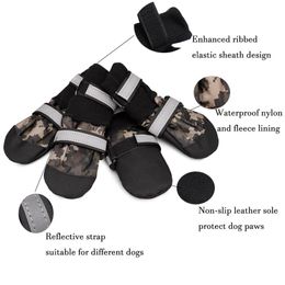 Stivali per cani leggeri con protezione per le zampe Suola in morbida pelle antiscivolo Scarpe impermeabili per cani di grossa taglia Progettate per comfort e calore in 4 misure L185A