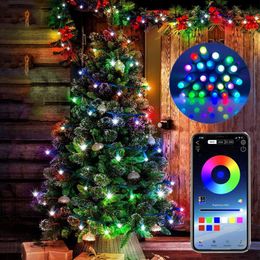 LED Strings Party Smart APP Fairy Lights Outdoor Bluetooth App Controlled Twinkle Fairy String Lights 5M 50 LED for Christmas Tree Bedroom Decor HKD230919