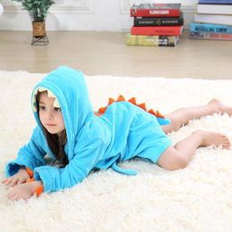 Blankets Children's Bathrobe Hooded Baby Bath Towel Cotton Thick Fabric Dragon Design For Girls Kids 1-6 Years Shower Hoodies