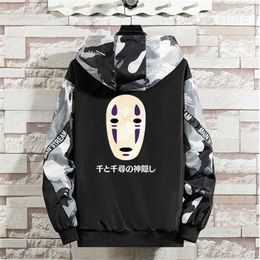 Men's Jackets Mens Jackets Japanese Anime No Face Man Graphic Printed Hip Hop Hooded Bomber Jacket Mens Coat Casual Male Streetwear Clothes T230919