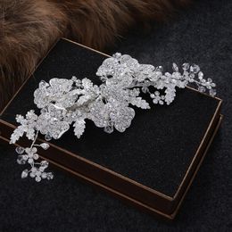 New Fashion Vintage Wedding Bridal Crystal Rhinestone Pearl Beaded Hair Accessories Headband Band Crown Tiara Ribbon Headpiece Jew278G