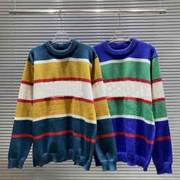 Mens Dark patterned Luxury letter jacquard Sweaters womens Designer multi-color striped patchwork sweater loose couples Knitted Pu334f