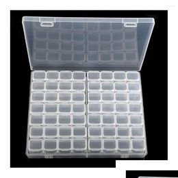 Storage Boxes 28/56/224 Slot Transparent Plastic Box Diamond Painting Accessories Tool Nail Art Rhinestone Bead Drop Delivery Otake