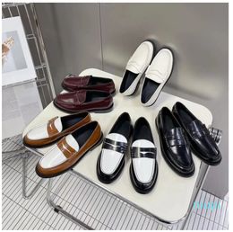 Mules horsebit loafers Women Flat shoes Authentic Cowhide Casual Shoe Round toe Classic ladies factory footwear